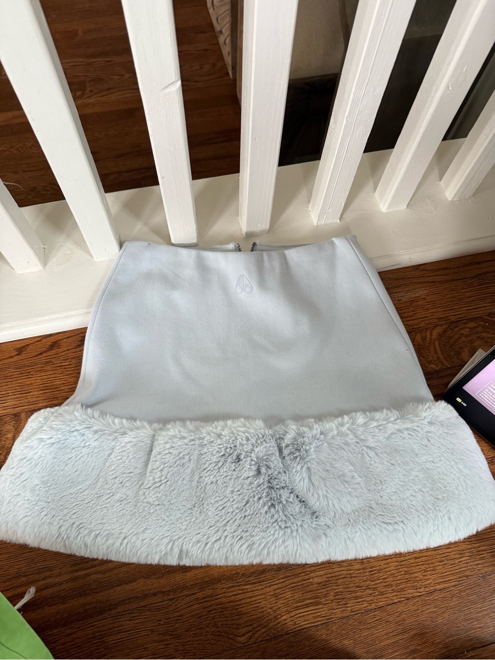 Moose Knuckles Grey Mini Skirt with Fur Hem